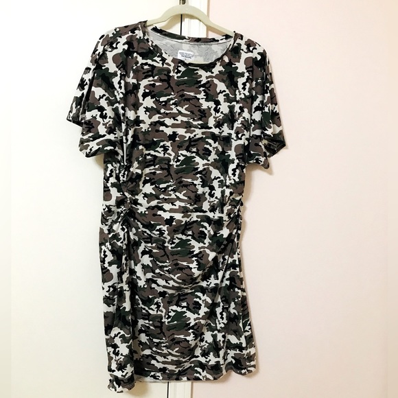 SEED TO STYLE Dress Organically Camouflage T-Shirt Ruched Side Dress - Picture 14 of 15